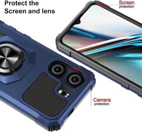 for BLU View 5 Case with Screen Protector,Blu View 5 Phone Case with Magnetic Ring Kickstand,Rugged Dual Layer Heavy Duty Military Grade Shockproof Cover for Blu View 5 B160v Black in Kuwait