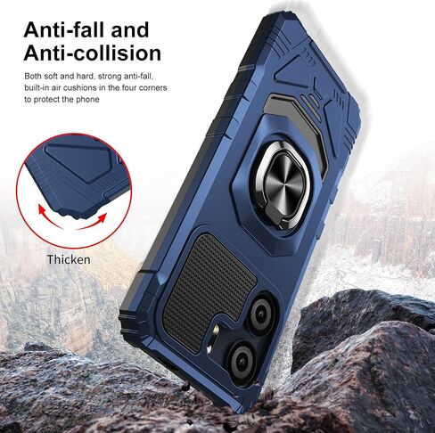 for BLU View 5 Case with Screen Protector,Blu View 5 Phone Case with Magnetic Ring Kickstand,Rugged Dual Layer Heavy Duty Military Grade Shockproof Cover for Blu View 5 B160v Black in Kuwait