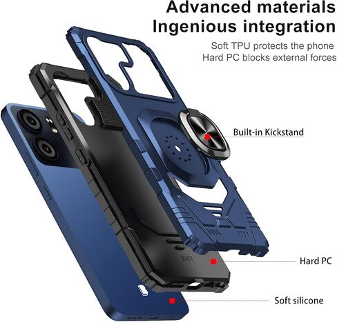 for BLU View 5 Case with Screen Protector,Blu View 5 Phone Case with Magnetic Ring Kickstand,Rugged Dual Layer Heavy Duty Military Grade Shockproof Cover for Blu View 5 B160v Black in Kuwait