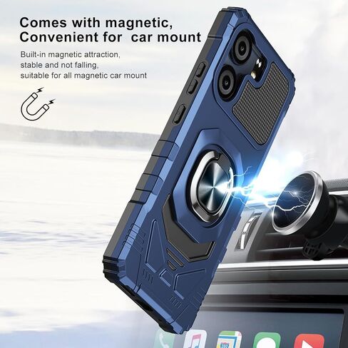 for BLU View 5 Case with Screen Protector,Blu View 5 Phone Case with Magnetic Ring Kickstand,Rugged Dual Layer Heavy Duty Military Grade Shockproof Cover for Blu View 5 B160v Black in Kuwait