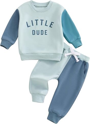 Madjtlqy Toddler Baby Boy Fall Clothes Long Sleeve Crewneck Sweatshirt Top Casual Pants Set Cute Infant Winter Outfits in Saudi Arabia