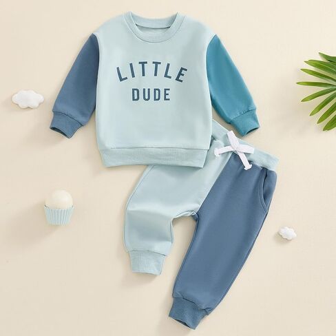 Madjtlqy Toddler Baby Boy Fall Clothes Long Sleeve Crewneck Sweatshirt Top Casual Pants Set Cute Infant Winter Outfits in Saudi Arabia