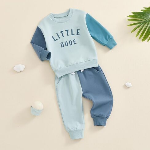 Madjtlqy Toddler Baby Boy Fall Clothes Long Sleeve Crewneck Sweatshirt Top Casual Pants Set Cute Infant Winter Outfits in Saudi Arabia