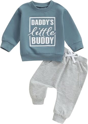 Madjtlqy Toddler Baby Boy Fall Clothes Long Sleeve Crewneck Sweatshirt Top Casual Pants Set Cute Infant Winter Outfits in Saudi Arabia