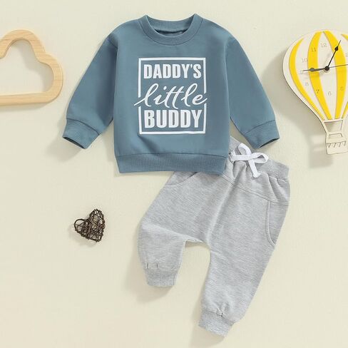 Madjtlqy Toddler Baby Boy Fall Clothes Long Sleeve Crewneck Sweatshirt Top Casual Pants Set Cute Infant Winter Outfits in Saudi Arabia