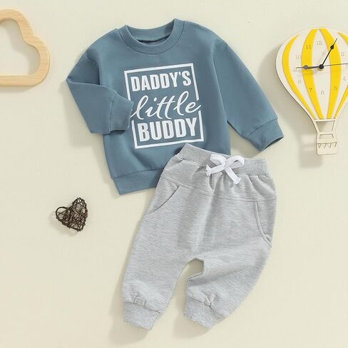 Madjtlqy Toddler Baby Boy Fall Clothes Long Sleeve Crewneck Sweatshirt Top Casual Pants Set Cute Infant Winter Outfits in Saudi Arabia