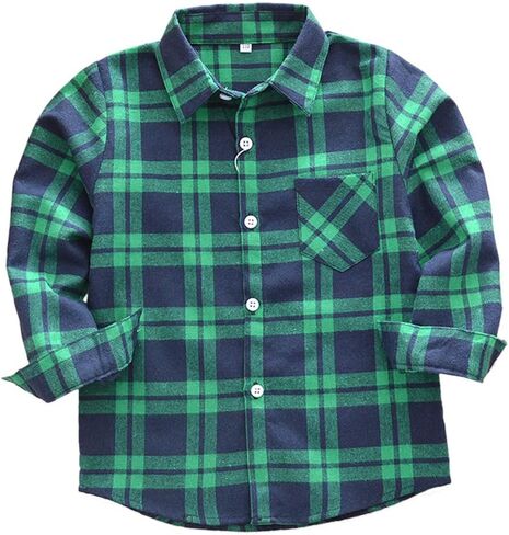 Baby Boys Girls Button Down Plaid Flannel Long Sleeve Shirt(2T-7T) in Saudi Arabia