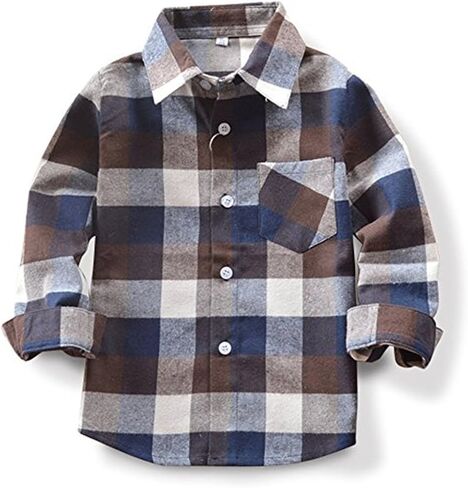 Baby Boys Girls Button Down Plaid Flannel Long Sleeve Shirt(2T-7T) in Saudi Arabia