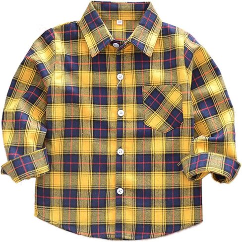 Baby Boys Girls Button Down Plaid Flannel Long Sleeve Shirt(2T-7T) in Saudi Arabia
