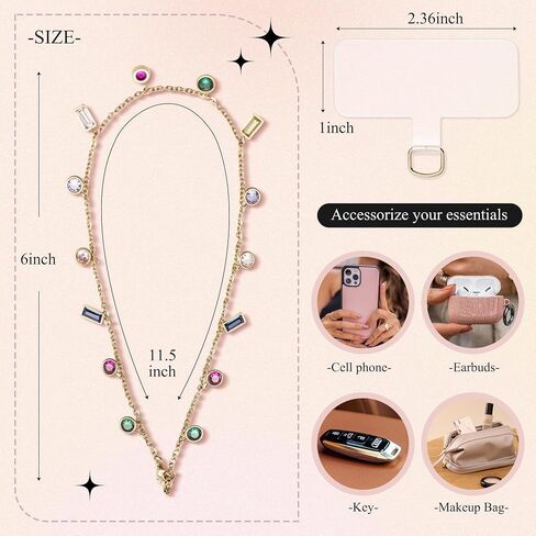 GVIEWIN Phone Charm Beaded Phone Wrist Strap Phone Lanyard with Tether Tab, [Hands-Free & Anti-drop] Detachable Phone Chain Wristlet for Women Girls for iPhone & Most Smartphones, Purple Love in Kuwait