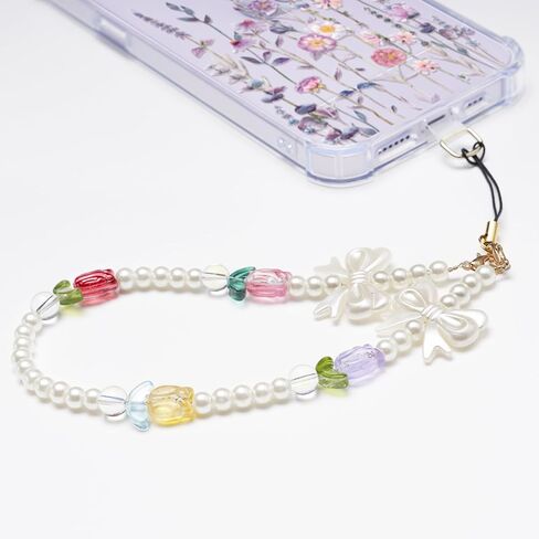 GVIEWIN Phone Charm Beaded Phone Wrist Strap Phone Lanyard with Tether Tab, [Hands-Free & Anti-drop] Detachable Phone Chain Wristlet for Women Girls for iPhone & Most Smartphones, Purple Love in Kuwait