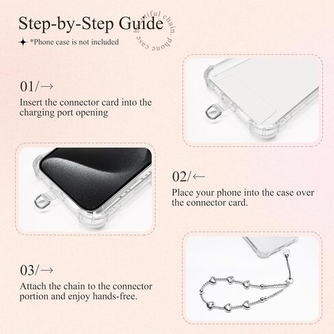GVIEWIN Phone Charm Beaded Wrist Strap with Tether Tab | Hands-Free & Anti-drop, Detachable Phone Chain Wristlet for Women Girls for iPhone & Most Smartphones, Silver Love in Kuwait