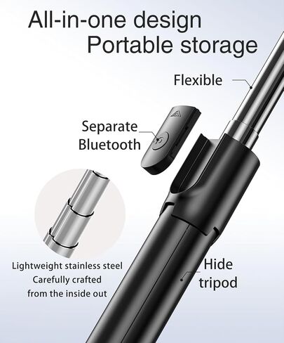 Phone Tripod & Selfie Stick, Extendable Cell Phone Tripod Stand with Wireless Remote, Mini Tripod Compatible with iPhone Android for Travel Group Selfie/Live Streaming/Video Recording (S05-S) in Saudi Arabia