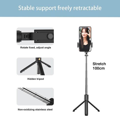 Phone Tripod & Selfie Stick, Extendable Cell Phone Tripod Stand with Wireless Remote, Mini Tripod Compatible with iPhone Android for Travel Group Selfie/Live Streaming/Video Recording (S05-S) in Saudi Arabia