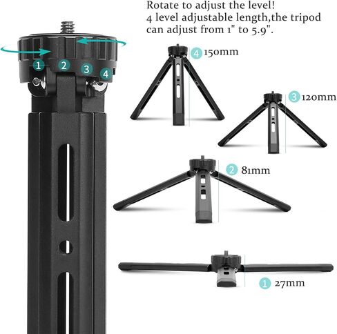 حامل ثلاثي صغير من الألومنيوم، حامل ثلاثي القوائم لسطح المكتب من أجل Zhiyun Smooth Q/4، Crane Plus/2، Osmo Mobile، Ronin-S، Vimble 2، حامل ثلاثي مثبت بمقبض Gimbal in Saudi Arabia