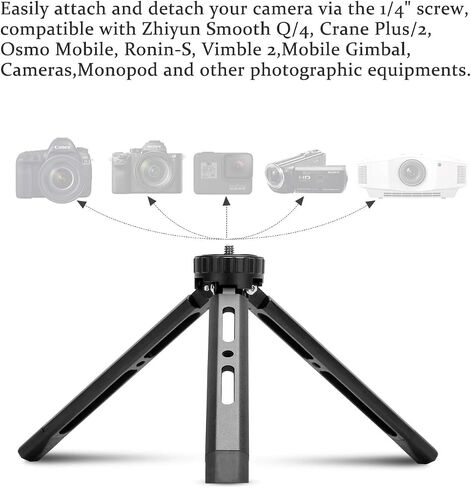 حامل ثلاثي صغير من الألومنيوم، حامل ثلاثي القوائم لسطح المكتب من أجل Zhiyun Smooth Q/4، Crane Plus/2، Osmo Mobile، Ronin-S، Vimble 2، حامل ثلاثي مثبت بمقبض Gimbal in Saudi Arabia