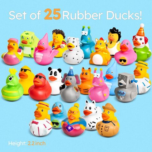 Rubber Ducks - 30 Piece Bulk Pack for Bath, Pool, Party, Cruise, Jeep Ducking, Decoration & More - Small Assorted Funny Toy Duckies with Gift Box in Kuwait