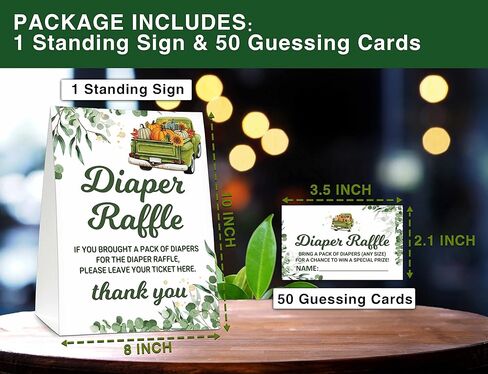 لافتة سحب حفاضات عيد الشكر في الخريف، لعبة استحمام الطفل بالأوكالبتوس الخضراء، تذاكر سحب حفاضات شاحنة اليقطين، ديكورات استحمام الطفل في مزرعة الخريف للأولاد والبنات - (علامة واحدة + 50 بطاقة تخمين) - 03 in Kuwait