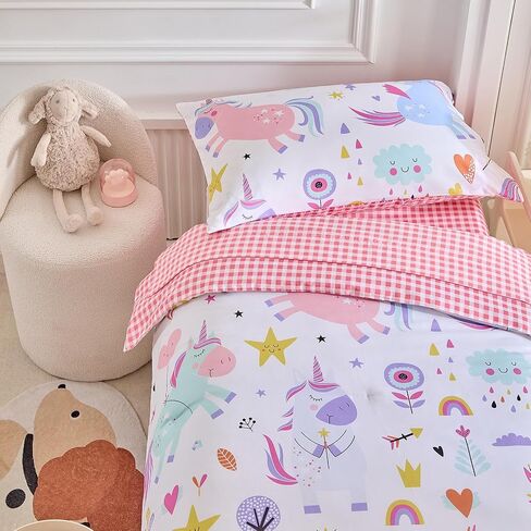 4 Piece Toddler Bedding Set for Girls- Ocean Theme Pink Design, Microfiber Toddler Bedding Comforter Set for All Seasons in Saudi Arabia