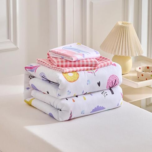 4 Piece Toddler Bedding Set for Girls- Ocean Theme Pink Design, Microfiber Toddler Bedding Comforter Set for All Seasons in Saudi Arabia