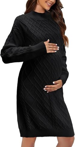 Saodimallsu المرأة سترة الأمومة فستان كابل متماسكة مثير Bodycon طاقم الرقبة طويلة الأكمام الخريف البلوزات الصغيرة فساتين in Saudi Arabia