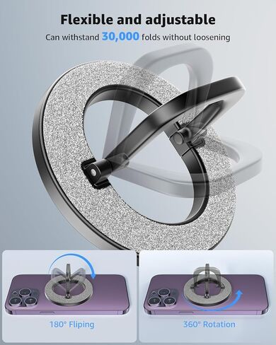 [2024 Newest] SUPERONE for MagSafe Phone Grip, Stylish Cool Magnetic Ring Holder with Adjustable Stand, Removable MagSafe Accessories Only for iPhone 16/15/14/13/12 Series and MagSafe Case - Colorful in Kuwait