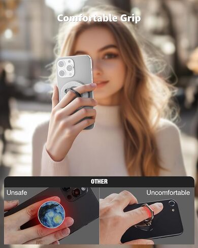 [2024 Newest] SUPERONE for MagSafe Phone Grip, Stylish Cool Magnetic Ring Holder with Adjustable Stand, Removable MagSafe Accessories Only for iPhone 16/15/14/13/12 Series and MagSafe Case - Colorful in Kuwait
