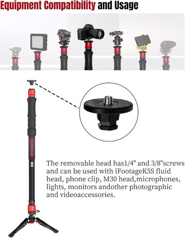 IFOOTAGE Cobra 3 A150S Strike Monopod، كاميرا Monopod مع التحكم في قفل الدواسة، تعديل الارتفاع السريع بخطوة واحدة، Monopod التصوير الفوتوغرافي الاحترافي مناسب لكاميرات SLR وكاميرات الفيديو (59 بوصة) in Kuwait