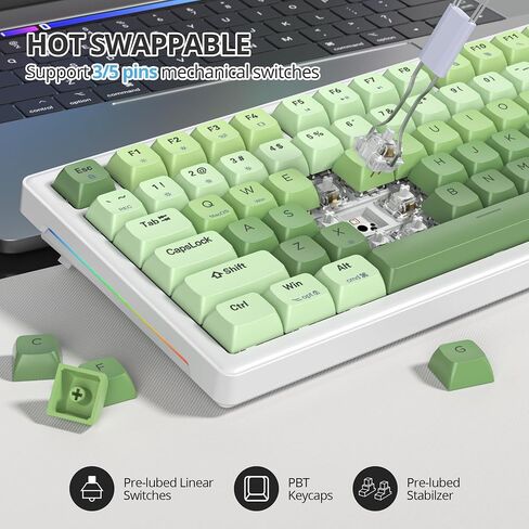 75% Mechanical Keyboard Gasket with Knob, Custom Wired Creamy Gaming Keyboard TKL 75 Percent Hot Swappable RGB Backlit, Pre-lubed Switch for Win/MAC PC Laptop（Salmon/White） in Kuwait