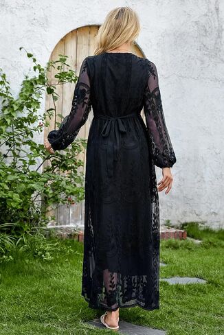 MERMAID'S CLOSET Women's Casual Off Shoulder Lace Maxi Dress Boho White Bridesmaid Wedding Evening Party Dresses in Saudi Arabia
