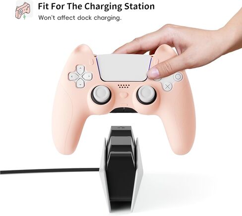 حافظة سيليكون لوحدة التحكم بأذن القطة اللطيفة من ELETIUO، غطاء وحدة تحكم ناعم مضاد للانزلاق متوافق مع محطة الشحن، واقي مطاطي مريح لوحدة تحكم PS5، أبيض in Kuwait