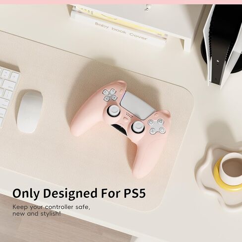 حافظة سيليكون لوحدة التحكم بأذن القطة اللطيفة من ELETIUO، غطاء وحدة تحكم ناعم مضاد للانزلاق متوافق مع محطة الشحن، واقي مطاطي مريح لوحدة تحكم PS5، أبيض in Kuwait