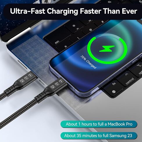 Thunderbolt 4 Cable Long 10FT 40Gbps High Speed USB C Cable Supports 100W Charging and 8K Display Compatible with Thunderbolt 3/ USB4 Monitor, MacBook Pro, iPad and More in Kuwait