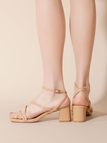 Shoe'N Tale Strappy Heels for Women Low Chunky Block Heel Dress Shoes Square Open Toe Ankle Strap Heeled Sandals in Saudi Arabia