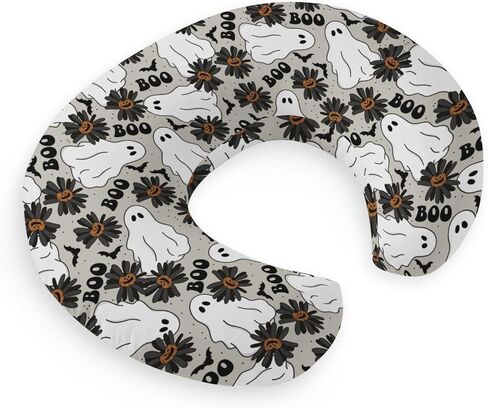 HawSkgFub مخيف هالوين شبح جاك يا اليقطين غطاء وسادة التمريض للطفل صبي فتاة، أسود بو ديزي زهرة الخفافيش الرضاعة الطبيعية وسادة الغلاف، عطلة التمريض وسادة الرضع حديثي الولادة، غطاء فقط in Kuwait