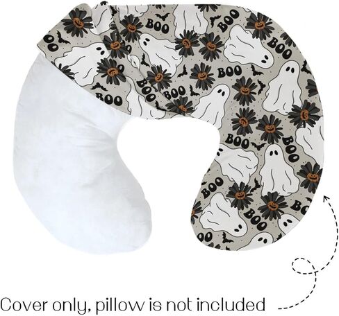 HawSkgFub مخيف هالوين شبح جاك يا اليقطين غطاء وسادة التمريض للطفل صبي فتاة، أسود بو ديزي زهرة الخفافيش الرضاعة الطبيعية وسادة الغلاف، عطلة التمريض وسادة الرضع حديثي الولادة، غطاء فقط in Kuwait