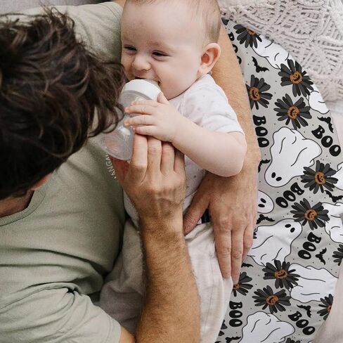 HawSkgFub مخيف هالوين شبح جاك يا اليقطين غطاء وسادة التمريض للطفل صبي فتاة، أسود بو ديزي زهرة الخفافيش الرضاعة الطبيعية وسادة الغلاف، عطلة التمريض وسادة الرضع حديثي الولادة، غطاء فقط in Kuwait