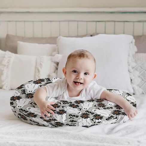 HawSkgFub مخيف هالوين شبح جاك يا اليقطين غطاء وسادة التمريض للطفل صبي فتاة، أسود بو ديزي زهرة الخفافيش الرضاعة الطبيعية وسادة الغلاف، عطلة التمريض وسادة الرضع حديثي الولادة، غطاء فقط in Kuwait