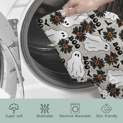 HawSkgFub مخيف هالوين شبح جاك يا اليقطين غطاء وسادة التمريض للطفل صبي فتاة، أسود بو ديزي زهرة الخفافيش الرضاعة الطبيعية وسادة الغلاف، عطلة التمريض وسادة الرضع حديثي الولادة، غطاء فقط in Kuwait