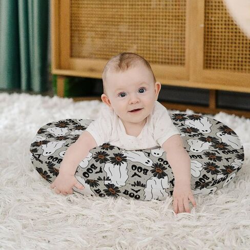 HawSkgFub مخيف هالوين شبح جاك يا اليقطين غطاء وسادة التمريض للطفل صبي فتاة، أسود بو ديزي زهرة الخفافيش الرضاعة الطبيعية وسادة الغلاف، عطلة التمريض وسادة الرضع حديثي الولادة، غطاء فقط in Kuwait