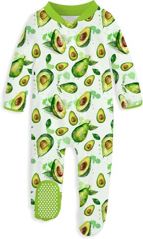 uideazone Baby Girls Footed Pajamas Zip-Front One-Piece Sleeper Non-Slip Footie Cute Pattern Jumpsuit PJs 0-12 Month in Kuwait