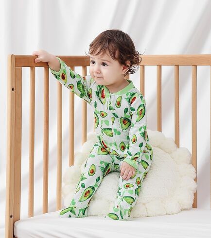 uideazone Baby Girls Footed Pajamas Zip-Front One-Piece Sleeper Non-Slip Footie Cute Pattern Jumpsuit PJs 0-12 Month in Kuwait