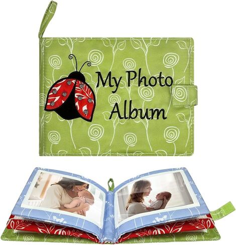 Baby Soft Photo Albums My First Family Album Soft Cloth Baby Photo Book My First Family Photo Album -Soft Cloth,Baby Safe,Holds 4x6 Photo Album (Green) in Saudi Arabia