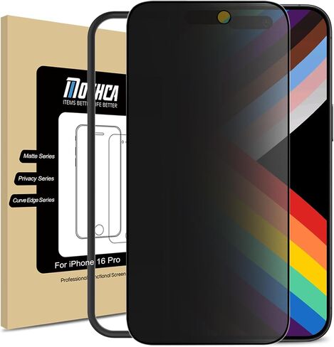 Mothca Matte Privacy Screen Protector for iPhone 16 Pro [6.3 inch] with Easy Installation Tool, Anti Spy Anti Glare Full Coverage Tempered Glass Film, Anti-Fingerprint, Case Friendly, Smooth as Silk in Kuwait