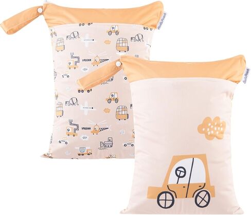 قطعتان من أكياس الحفاضات القماشية الرطبة والجافة مقاومة للماء وقابلة لإعادة الاستخدام مع جيبين بسحّاب، للسفر على الشاطئ وحمام السباحة والرعاية النهارية ومستلزمات الأطفال المتسخة وحقيبة اليوغا وصالة الألعاب الرياضية لملابس السباحة أو الملابس الرطبة (قوس قز in Kuwait