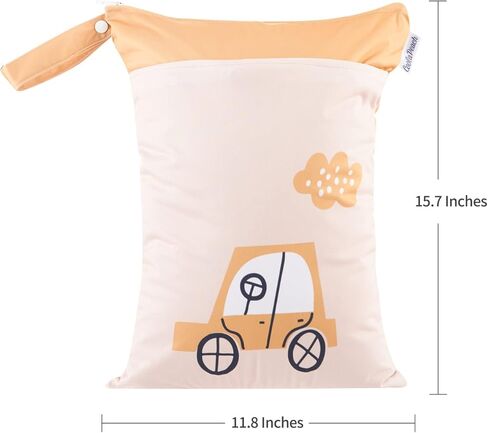 قطعتان من أكياس الحفاضات القماشية الرطبة والجافة مقاومة للماء وقابلة لإعادة الاستخدام مع جيبين بسحّاب، للسفر على الشاطئ وحمام السباحة والرعاية النهارية ومستلزمات الأطفال المتسخة وحقيبة اليوغا وصالة الألعاب الرياضية لملابس السباحة أو الملابس الرطبة (قوس قز in Kuwait