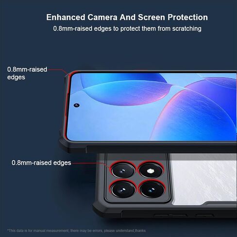 Case for Poco X6 Pro 5G, Ultra-Thin Minimalist Soft TPU Bumper + Transparent Acrylic Back Case, Camera Protector Case + 1 Tempered Glass – Black in Saudi Arabia