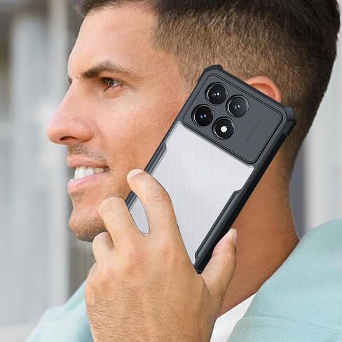 Case for Poco X6 Pro 5G, Ultra-Thin Minimalist Soft TPU Bumper + Transparent Acrylic Back Case, Camera Protector Case + 1 Tempered Glass – Black in Saudi Arabia