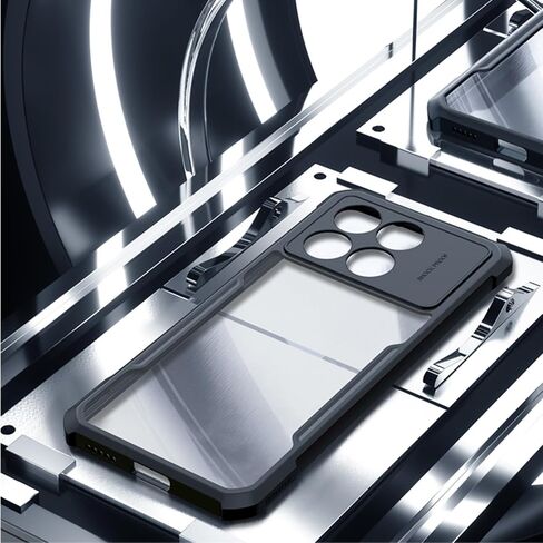 Case for Poco X6 Pro 5G, Ultra-Thin Minimalist Soft TPU Bumper + Transparent Acrylic Back Case, Camera Protector Case + 1 Tempered Glass – Black in Saudi Arabia