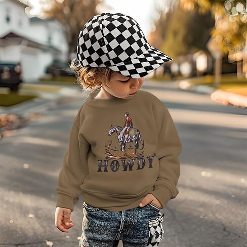 Toddler Boy Howdy Sweatshirt Cowboy Western Graphic Long Sleeve T-Shirt Kids Vintage Rodeo Lightweight Pullover Tops in Saudi Arabia
